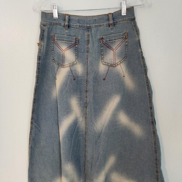 Agressor Denim Skirt Women Blue Maxi Modest Jean Vintage 90's 80s Button Up XL - Picture 3 of 15
